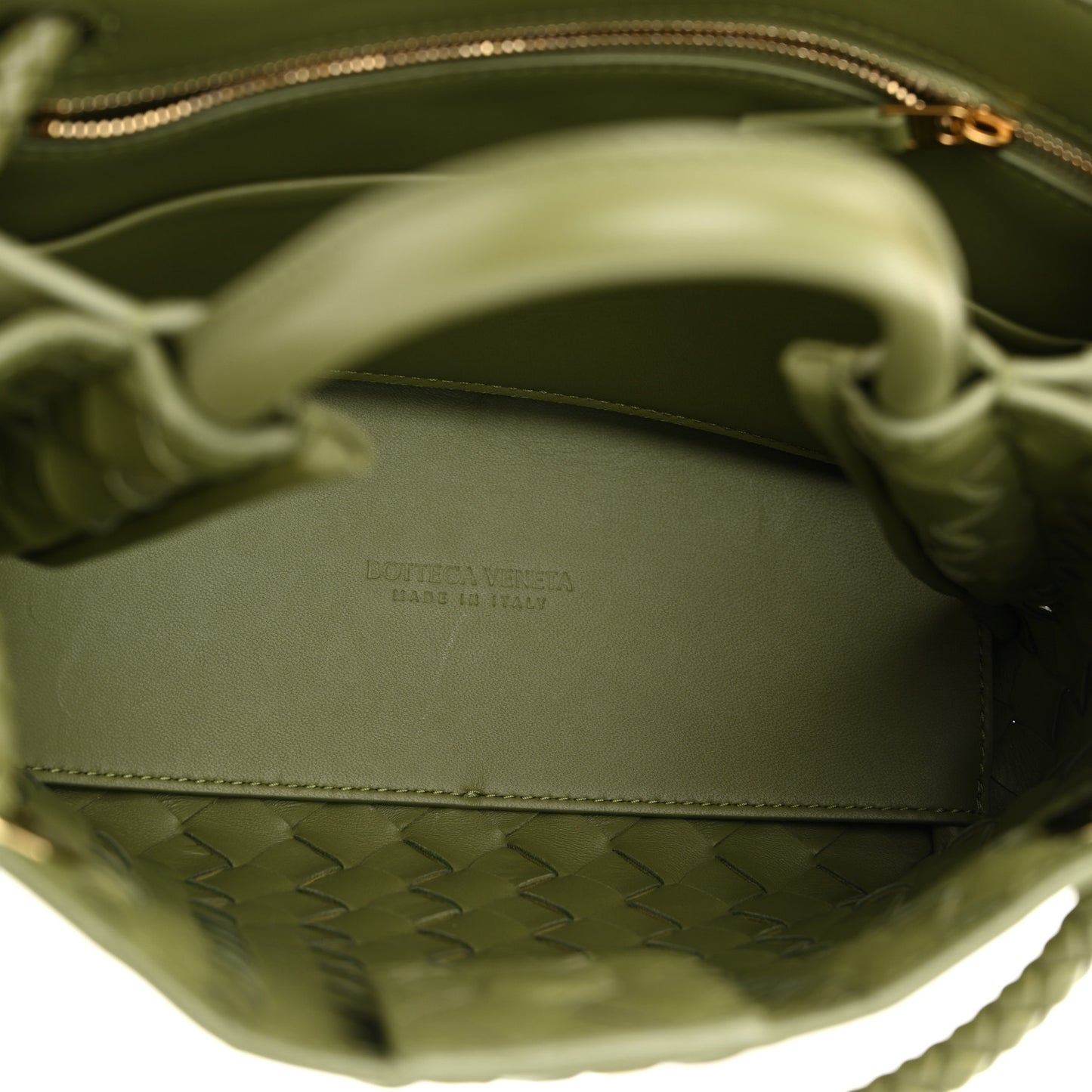 Nappa Intrecciato Small Andiamo Shoulder Bag Matcha