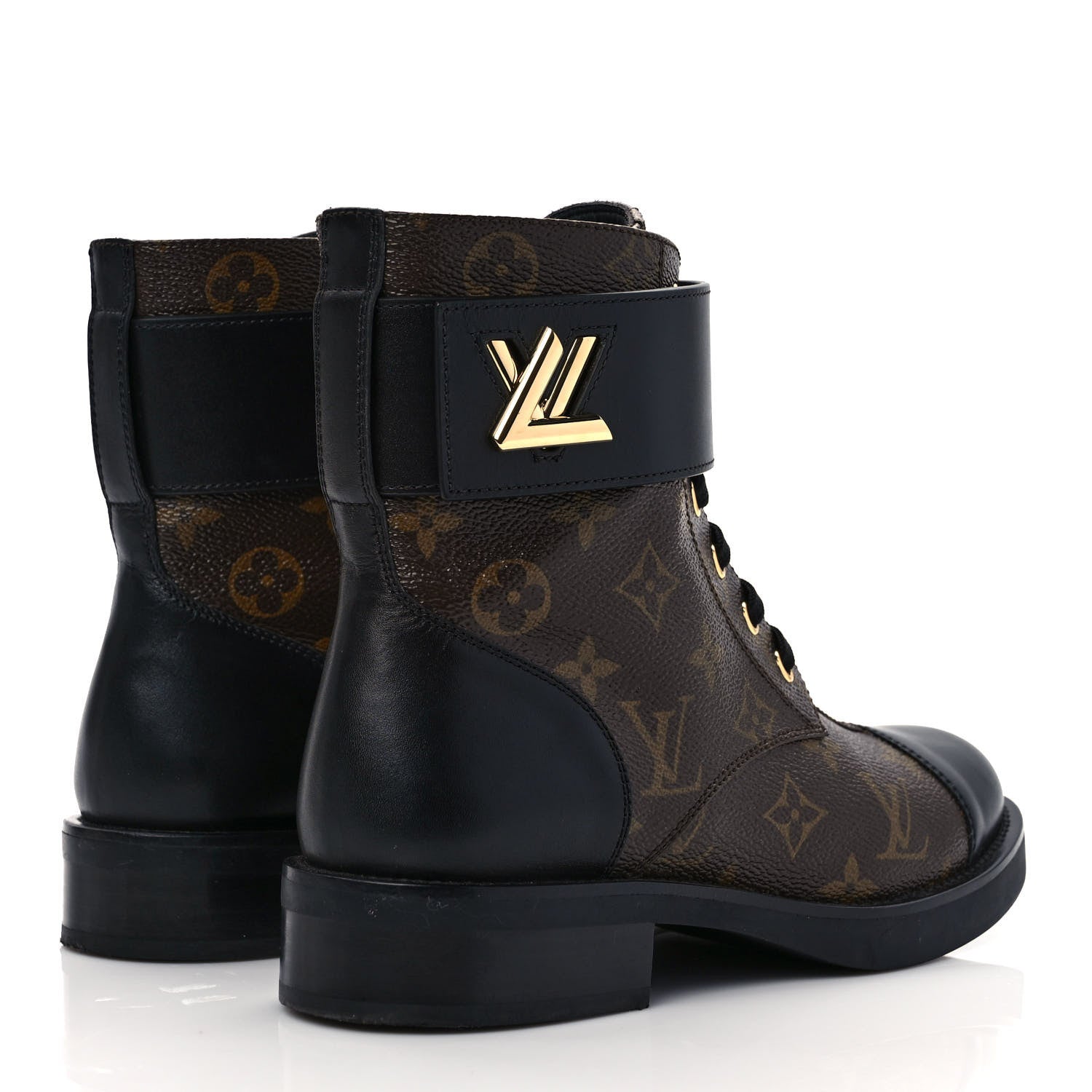 Louis Vuitton Calfskin Monogram Wonderland Flat Ranger Boots 38 Black 4 of 9