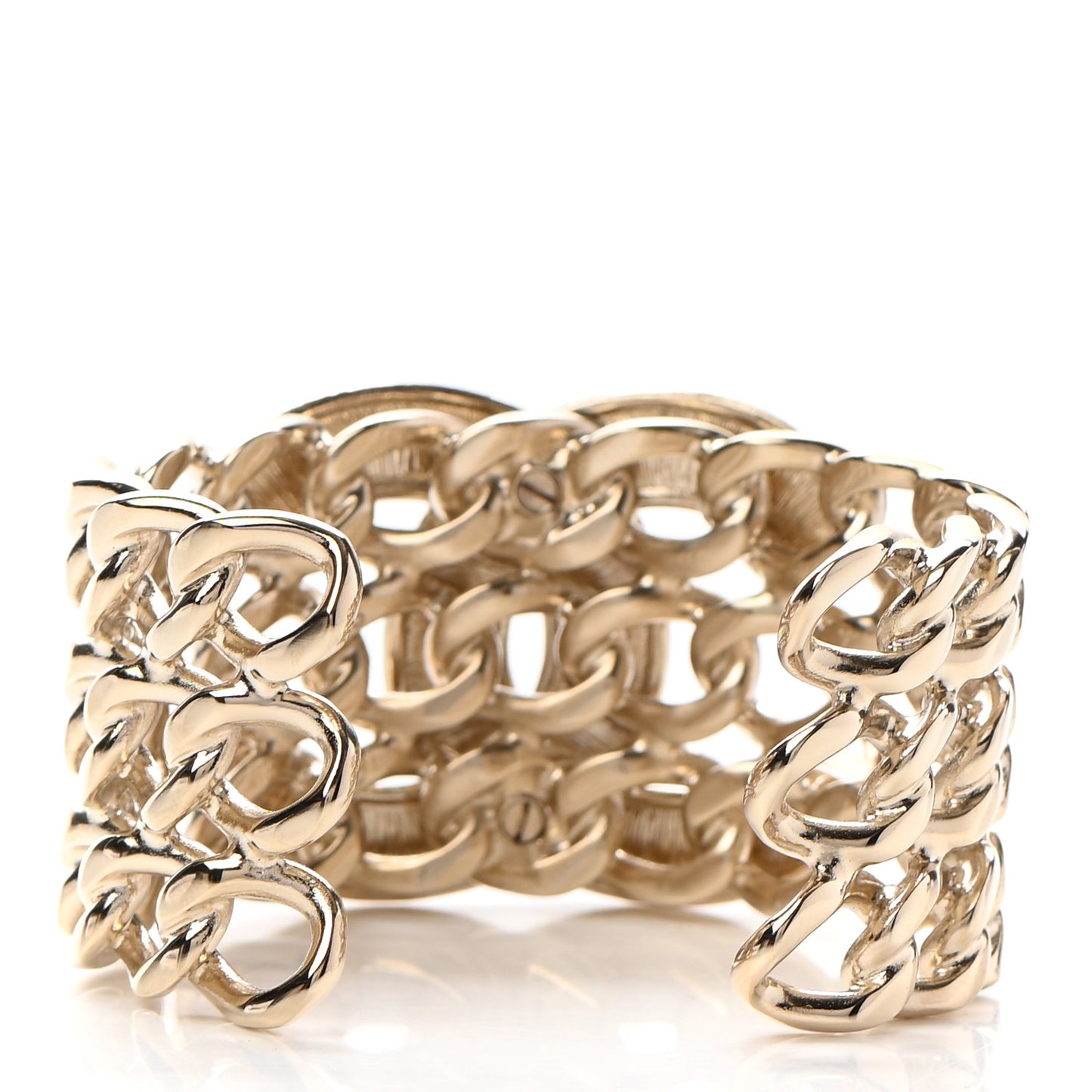 Crystal Pearl Chain CC Cuff Gold