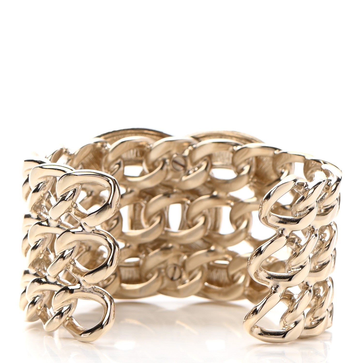 Chanel Crystal Pearl Chain CC Cuff Gold 3 of 5