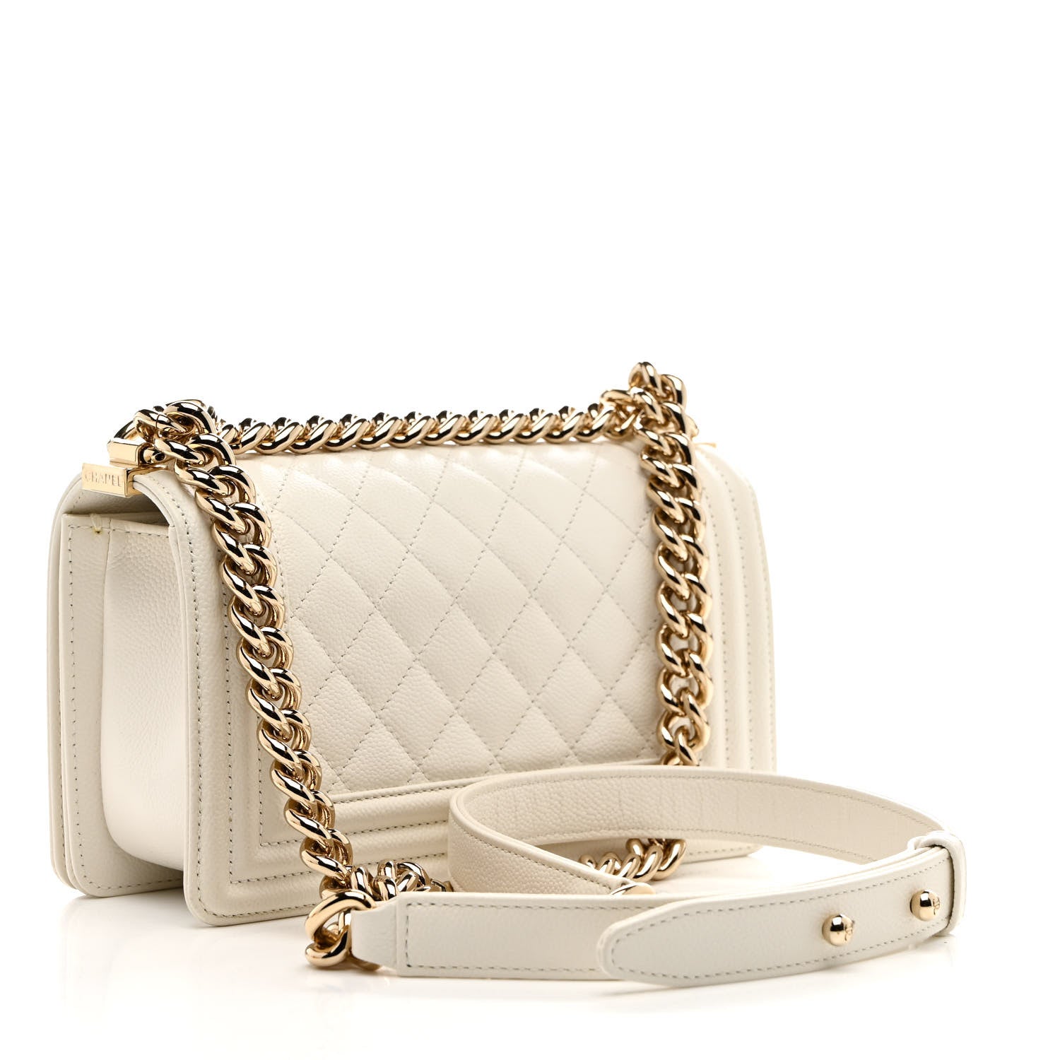Chanel Caviar Quilted Small Boy Flap White 3 of 10