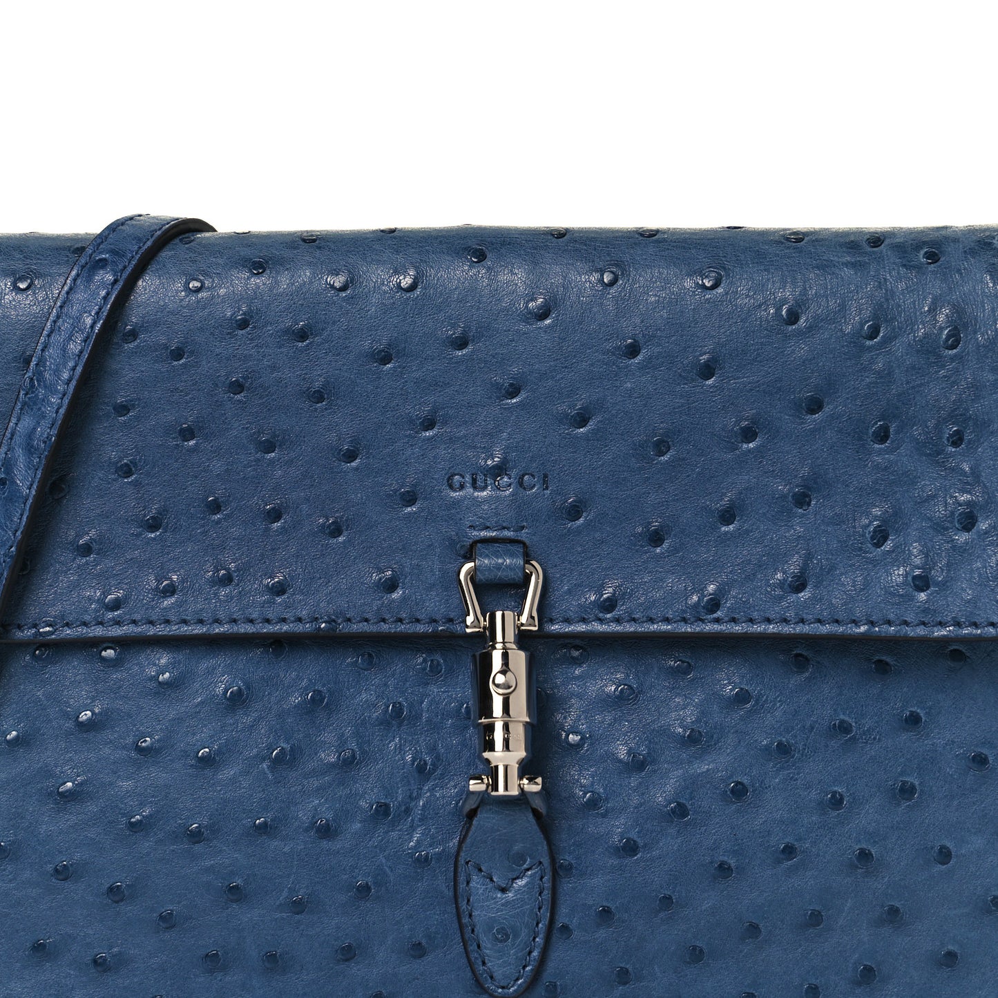 Ostrich Jackie Convertible Shoulder Bag Blue