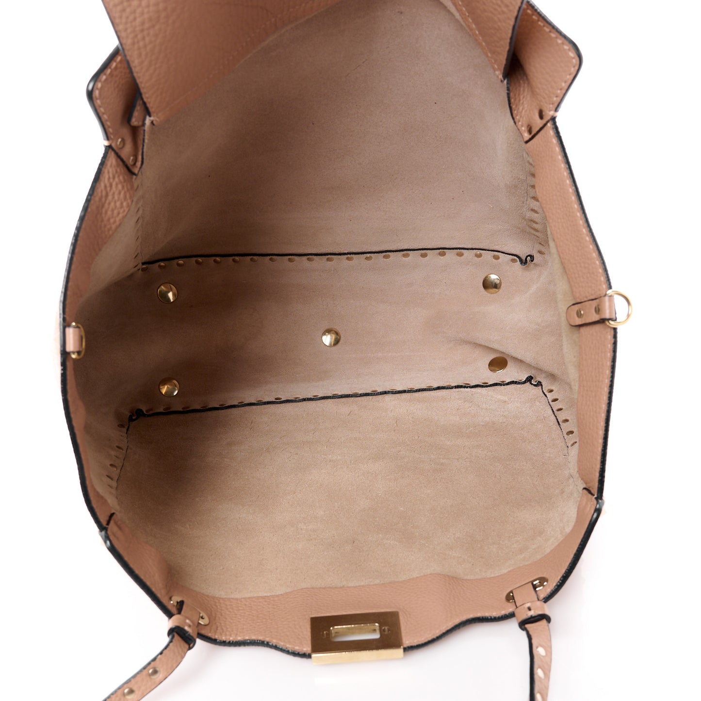 Pebbled Calfskin Medium Rockstud Tote Skin Sorbet
