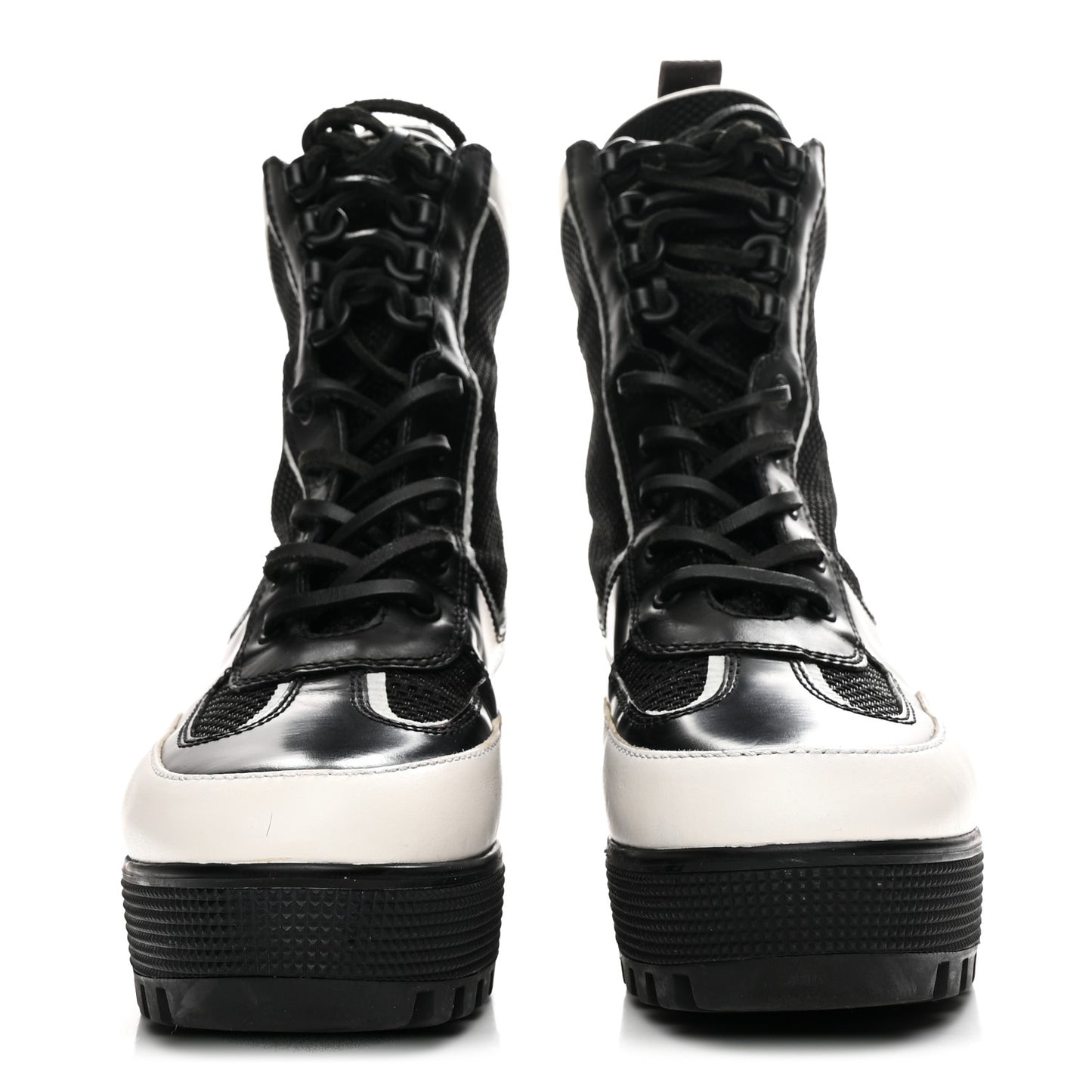 Calfskin Technical Nylon Laureate Platform Desert Boot 39 Black White