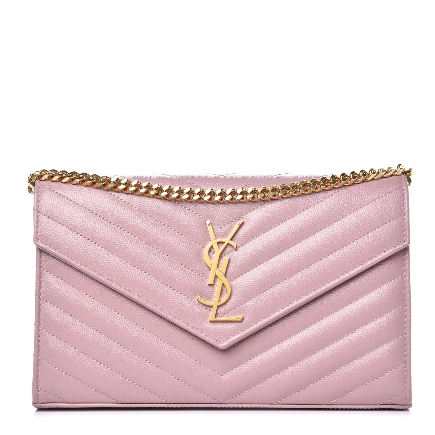 Grain De Poudre Matelasse Chevron Monogram Chain Wallet Tender Pink