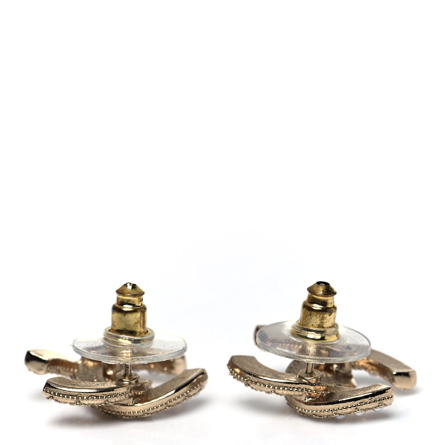 Crystal Pearl CC Earrings Gold