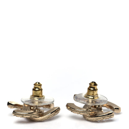 Chanel Crystal Pearl CC Earrings Gold 3 of 4