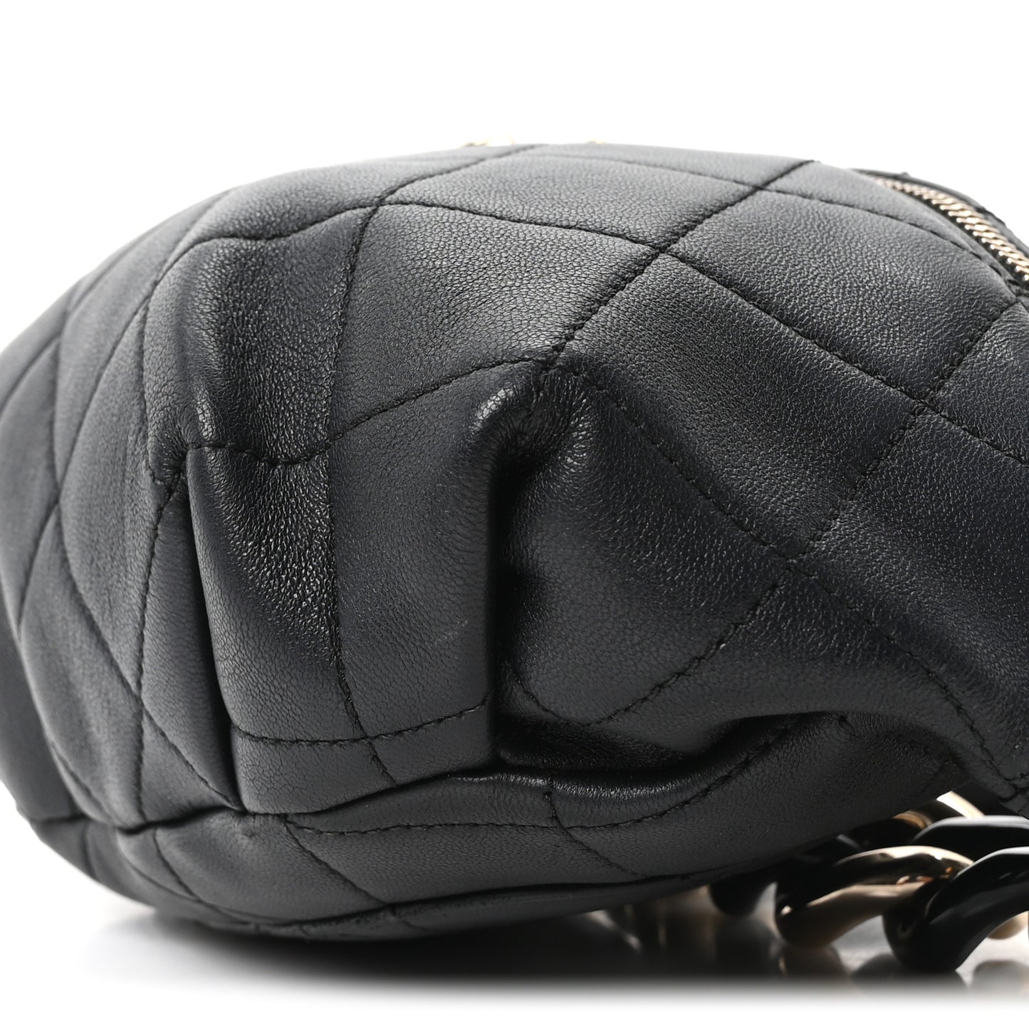Lambskin Quilted Resin Bi-Color Waist Bag Fanny Pack Black