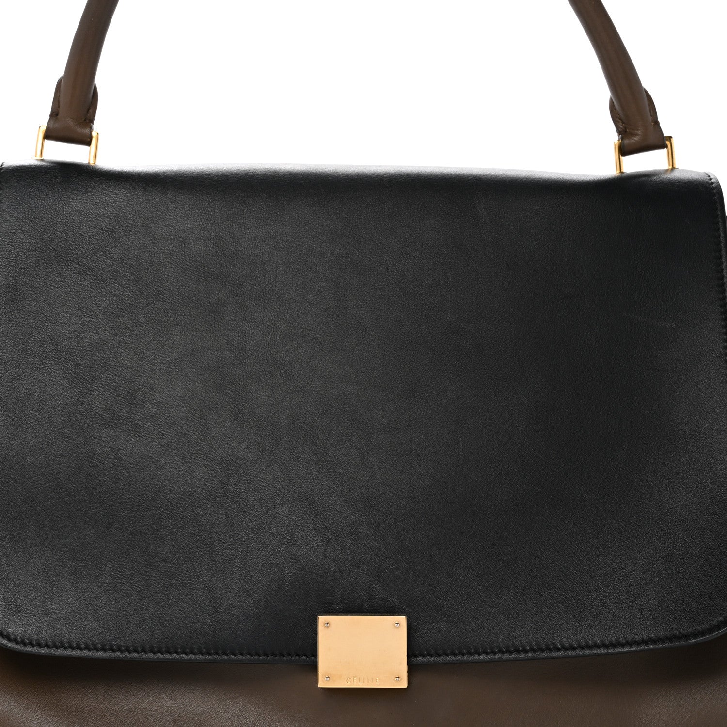 Celine Calfskin Suede Tri-color Large Trapeze Olive 8 of 16