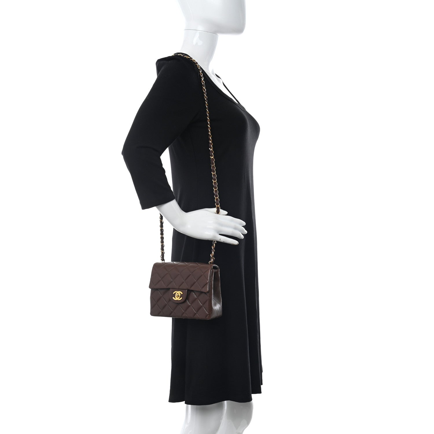 Chanel Lambskin Quilted Mini Square Flap Dark Brown 2 of 10
