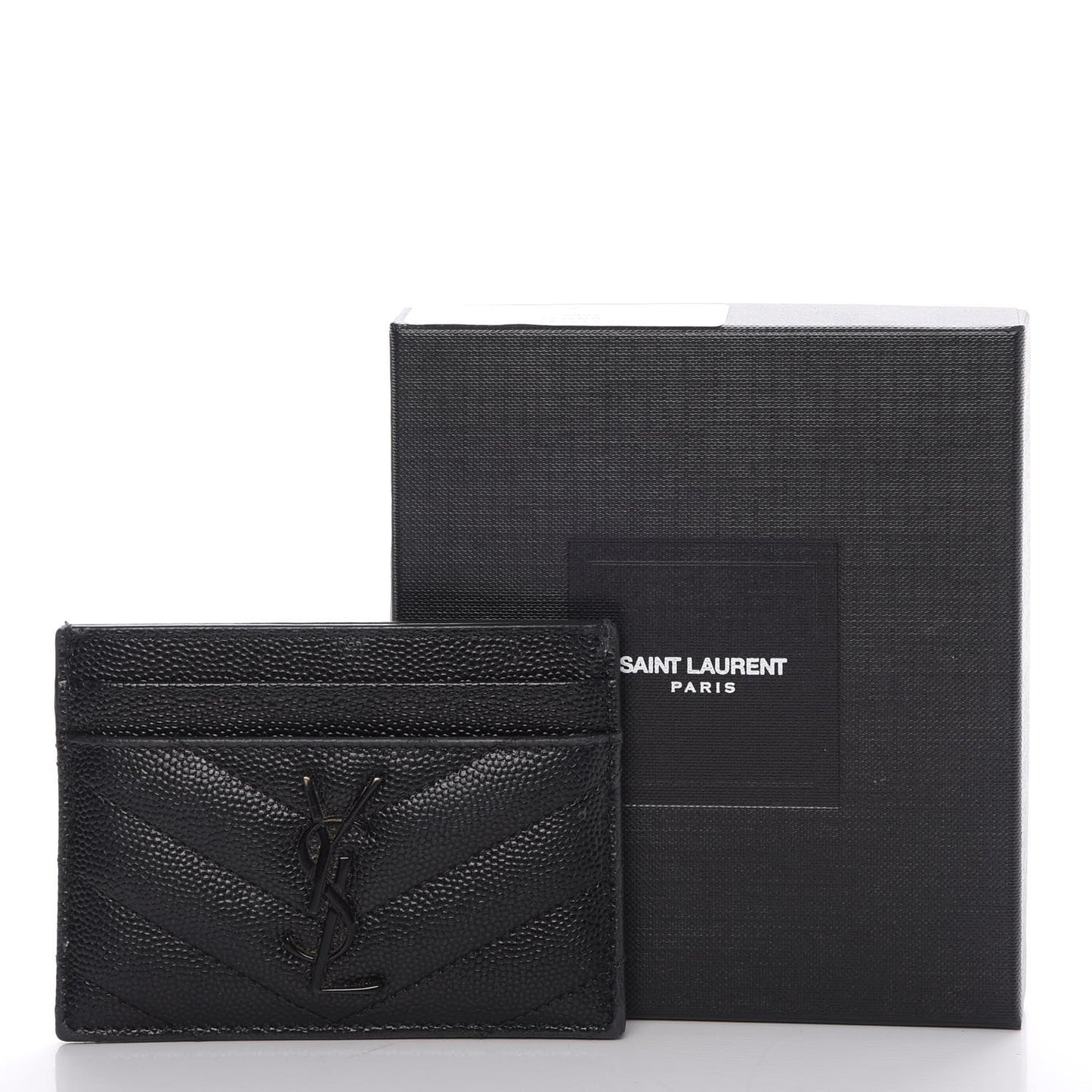 Grain De Poudre Matelasse Chevron Monogram Credit Card Case Black