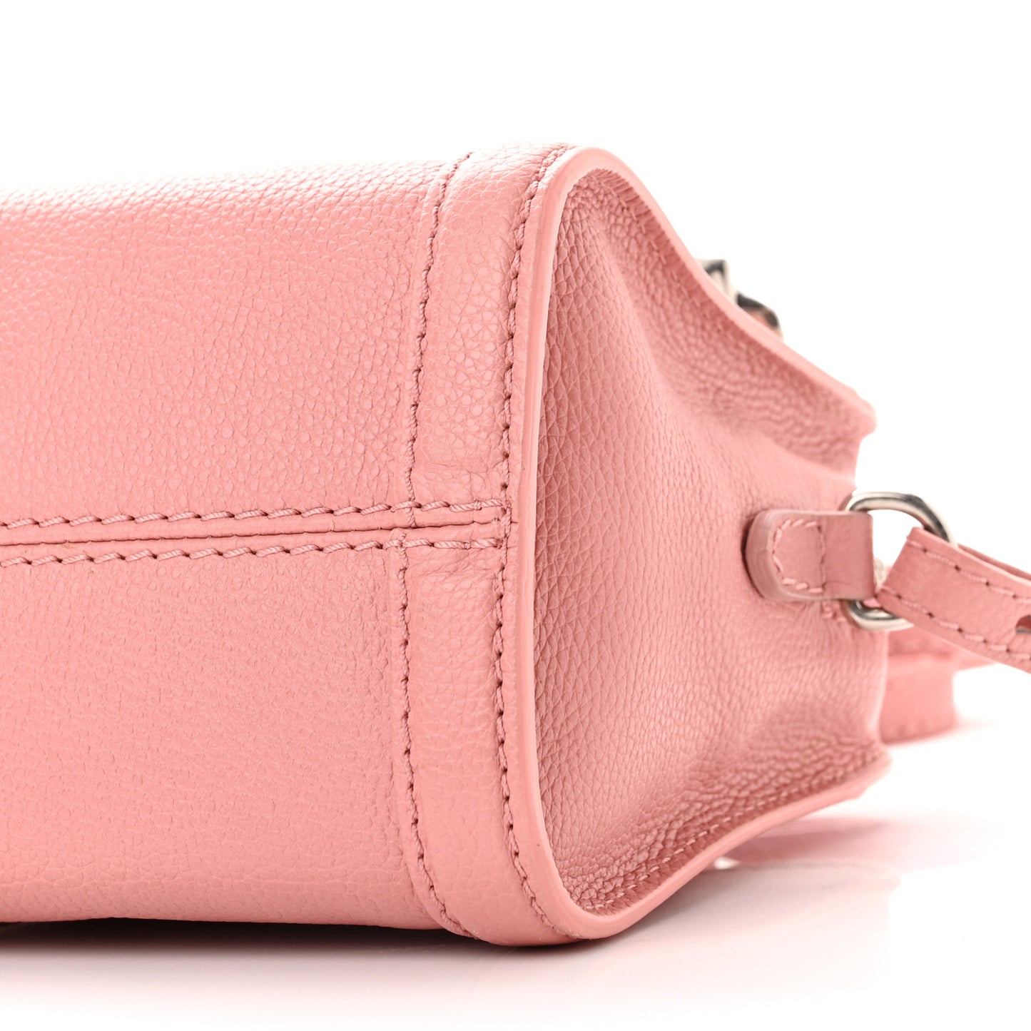 Pebbled Calfskin Mini Skull Padlock Zip Around Tote Petal