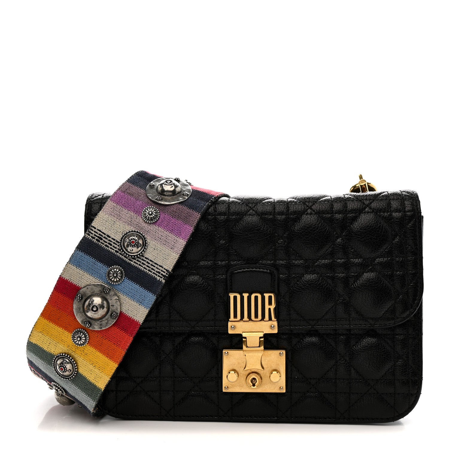 Christian Dior Lambskin Cannage Large Dioraddict Flap J’Adior Strap Black 1 of 12