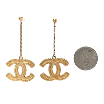 Chanel CC Drop Earrings Matte Gold 2 of 5
