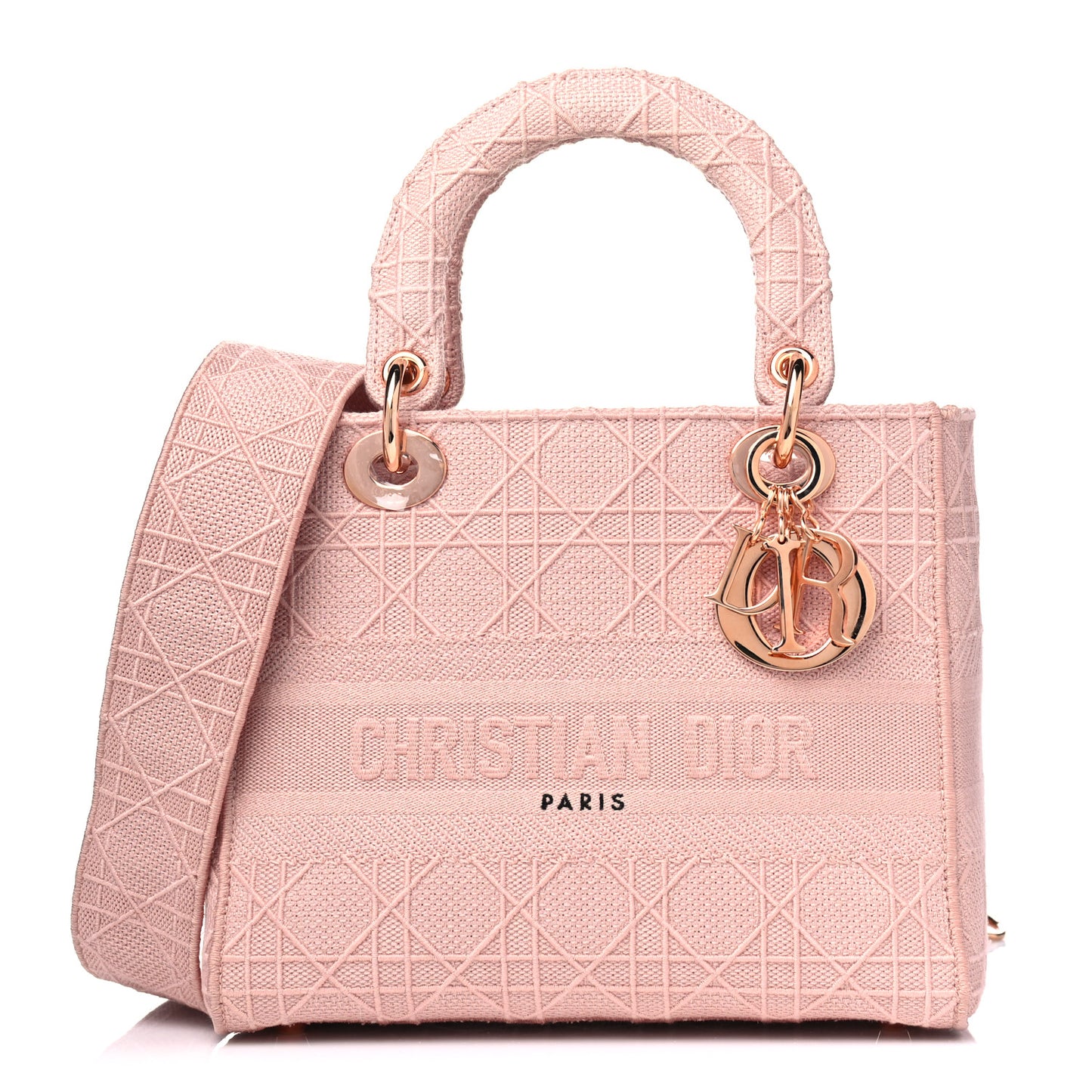 Canvas Embroidered Cannage Medium Lady D-Lite Pink