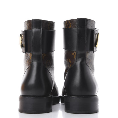 Louis Vuitton Monogram Calfskin Wonderland Flat Ranger Boots 36 Black 5 of 11