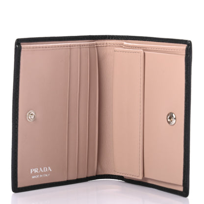 Prada Saffiano Metal Bi-Fold Compact Wallet Black 5 of 6