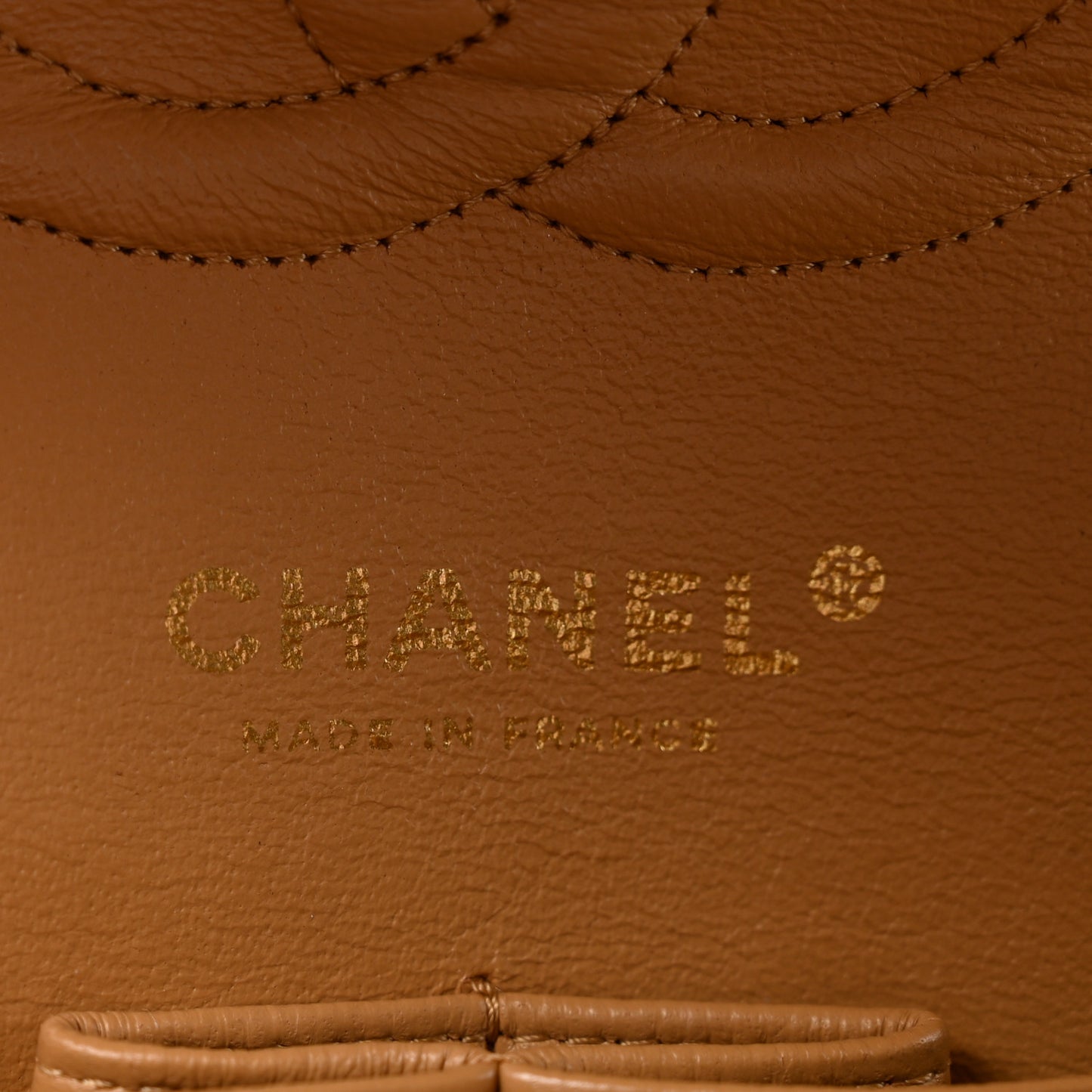 Lambskin Quilted Medium Double Flap Beige