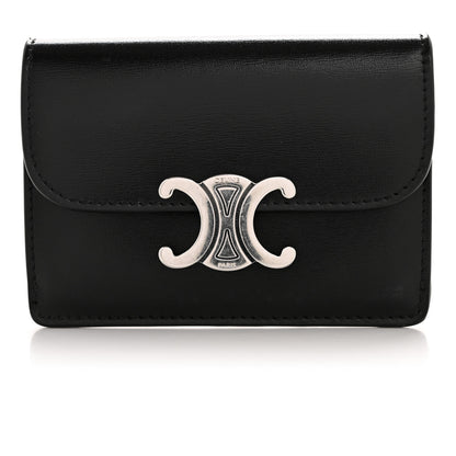 Celine Shiny Calfskin Triomphe Flap Card Holder Black 19 of 19