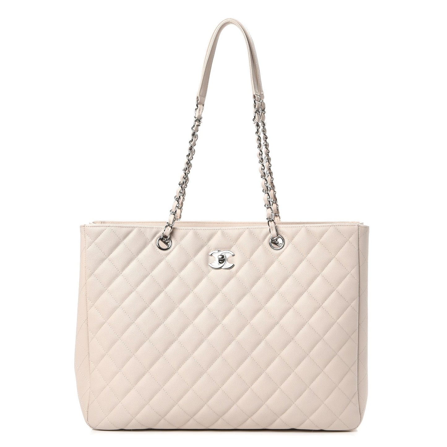 Caviar Quilted Timeless Tote Light Beige
