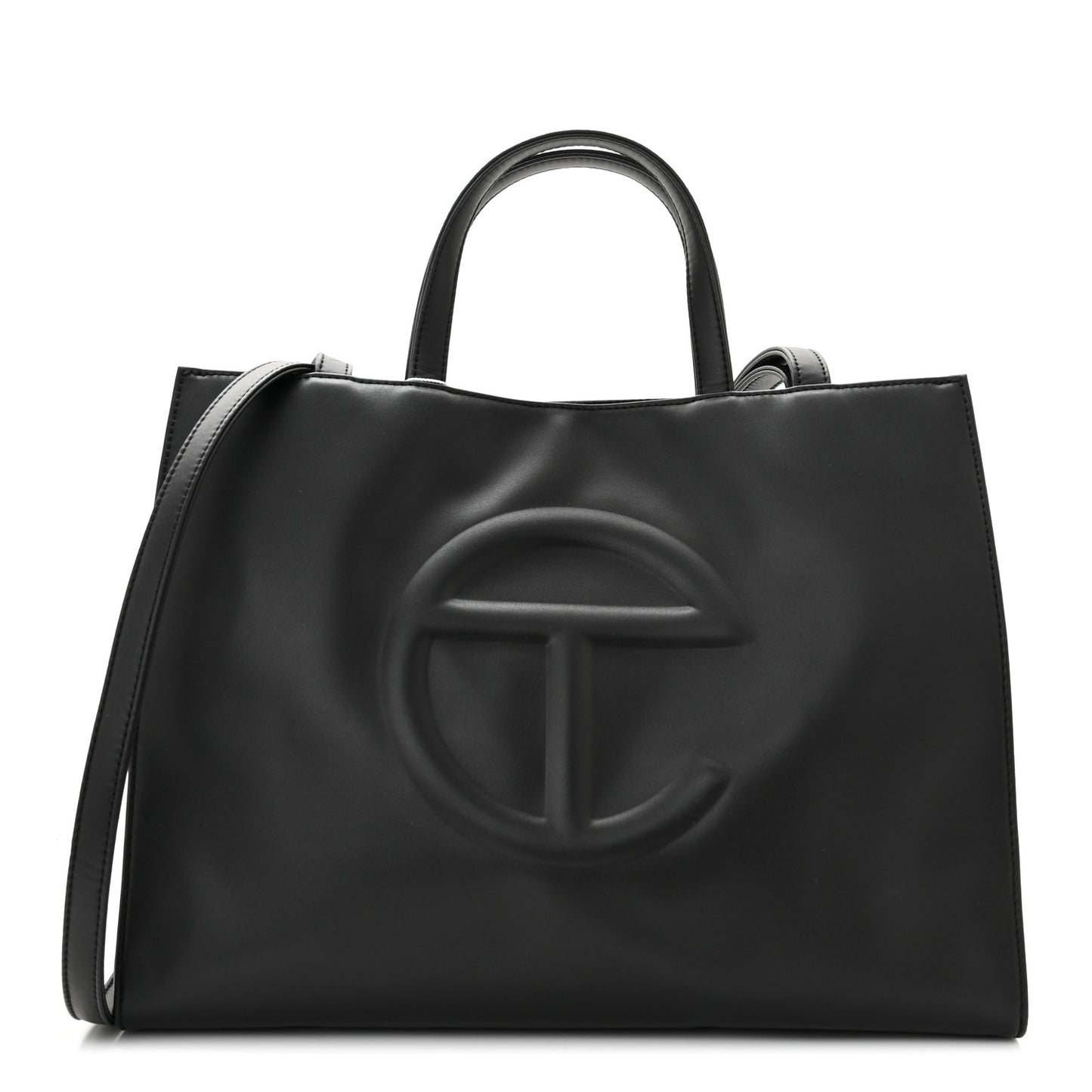 Vegan Leather Medium Shopping Bag Black