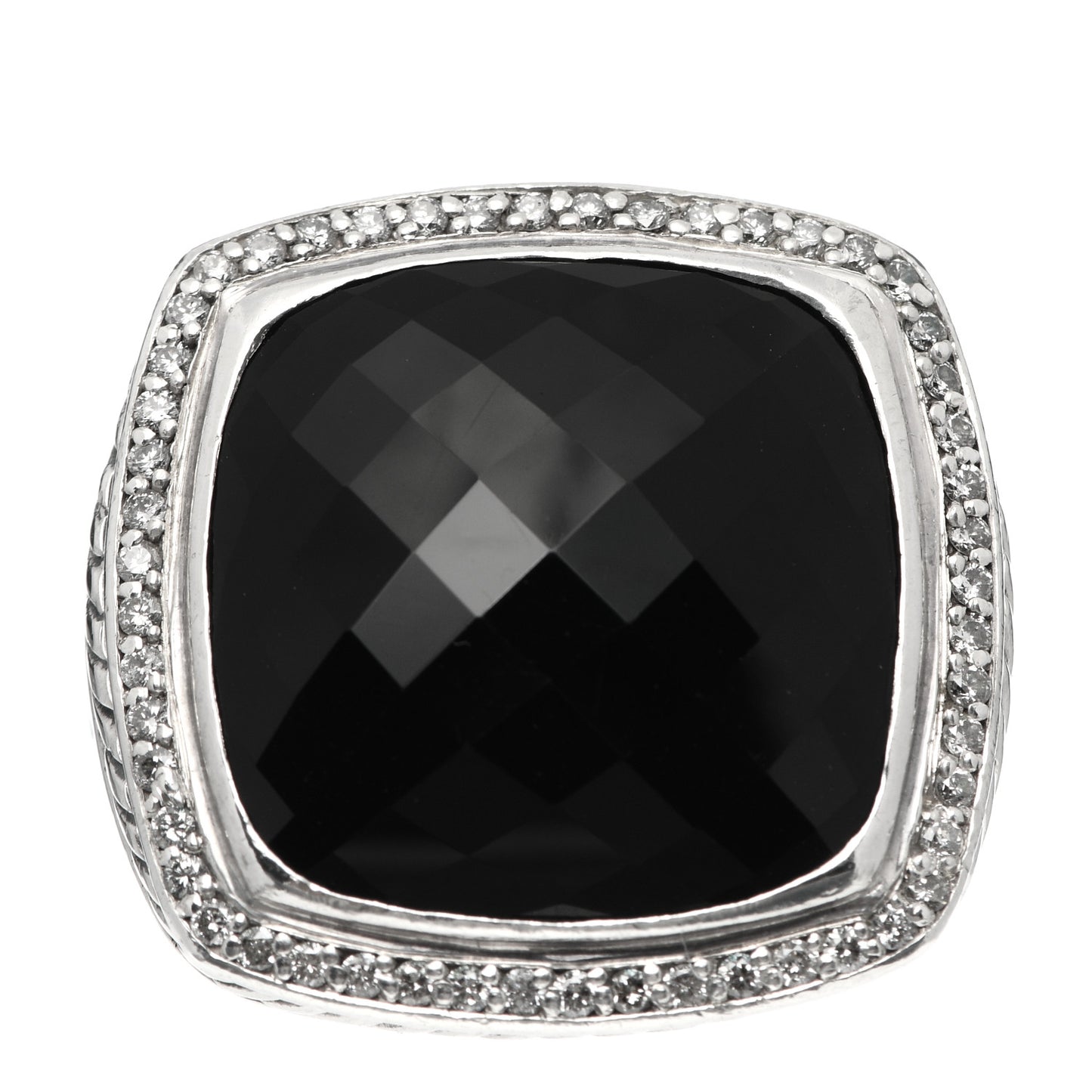 Sterling Silver Diamond Black Onyx 20mm Albion Statement Ring 56 7.5