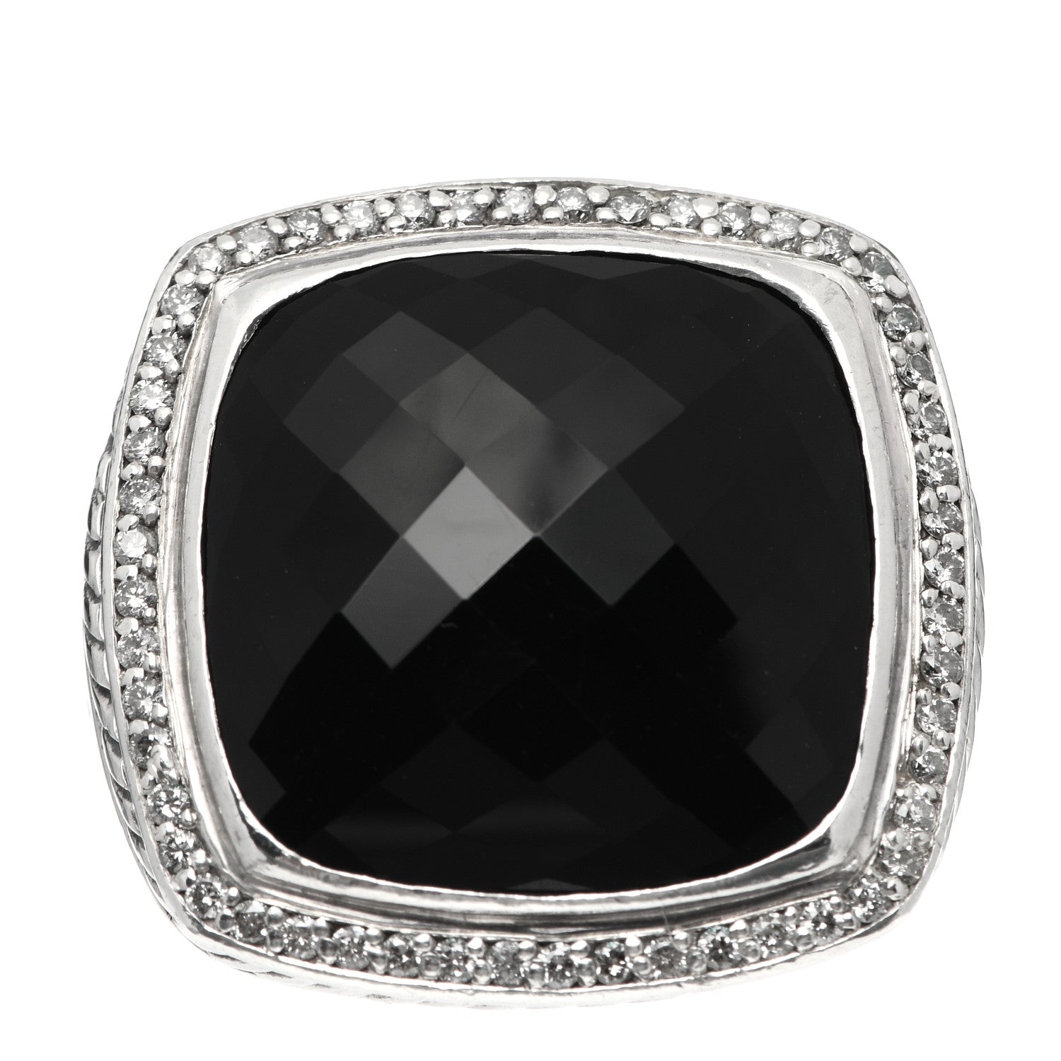 David Yurman Sterling Silver Diamond Black Onyx 20mm Albion Statement Ring 56 7.5 1 of 5