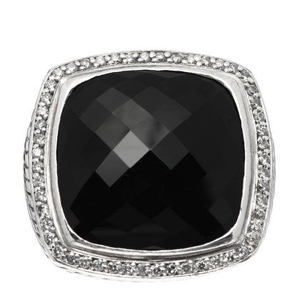 David Yurman Sterling Silver Diamond Black Onyx 20mm Albion Statement Ring 56 7.5 1 of 5