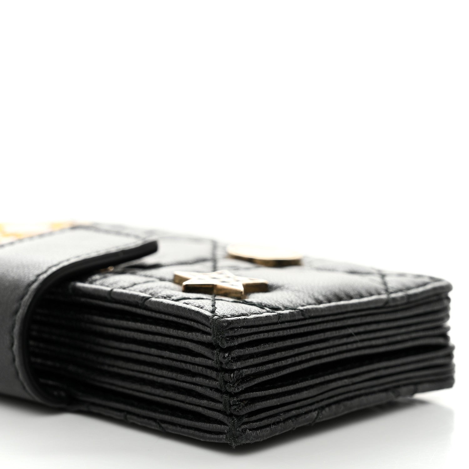 Christian Dior Lambskin Cannage Lucky Badges Lady Dior 5-Gusset Card Holder Black 9 of 12
