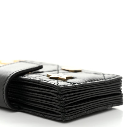 Christian Dior Lambskin Cannage Lucky Badges Lady Dior 5-Gusset Card Holder Black 9 of 12