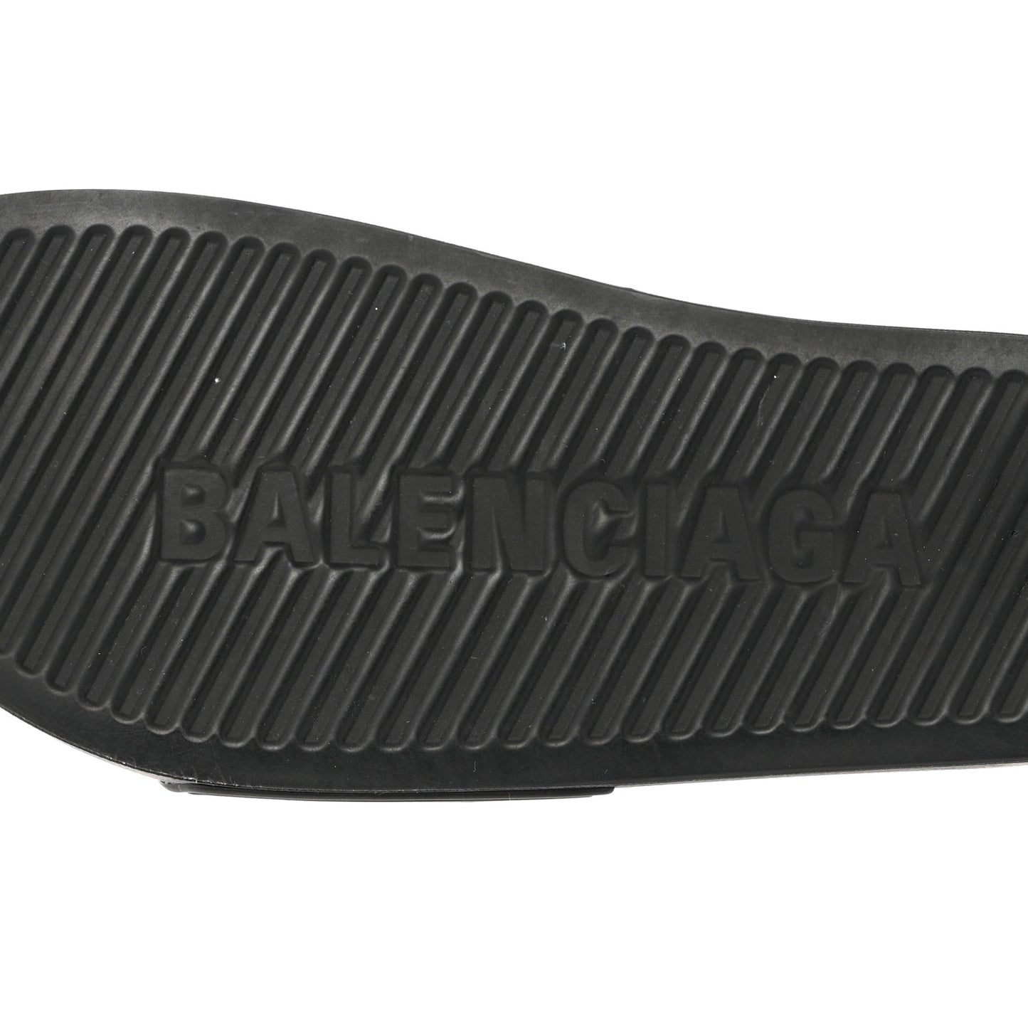 PVC Logo Mens Pool Slide Sandals 38 Black White