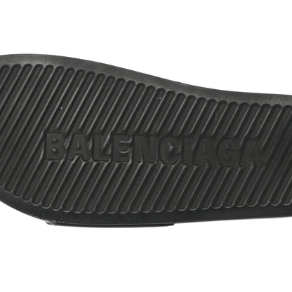 Balenciaga PVC Logo Mens Pool Slide Sandals 38 Black White 8 of 10