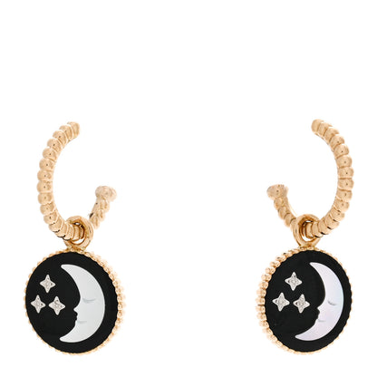 Christian Dior 18K Yellow Gold Diamond Black Onyx Mother of Pearl Rose Celeste Earrings Drop Earrings 1 of 6