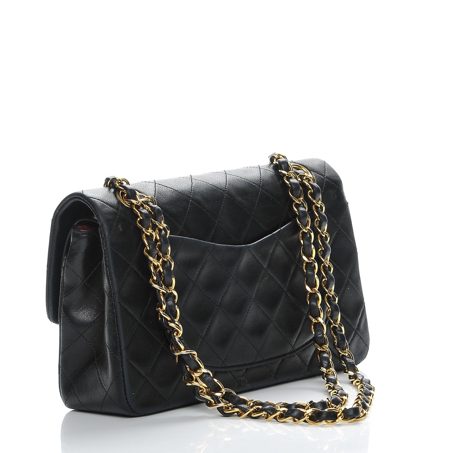 Lambskin Quilted Small Double Flap Black