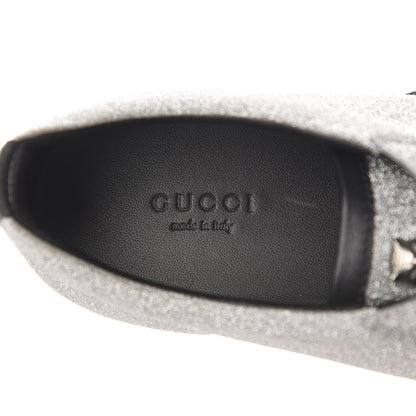 Gucci Metallic Calfskin Studded Bambi Web GG Sneakers 39.5 Silver 8 of 10