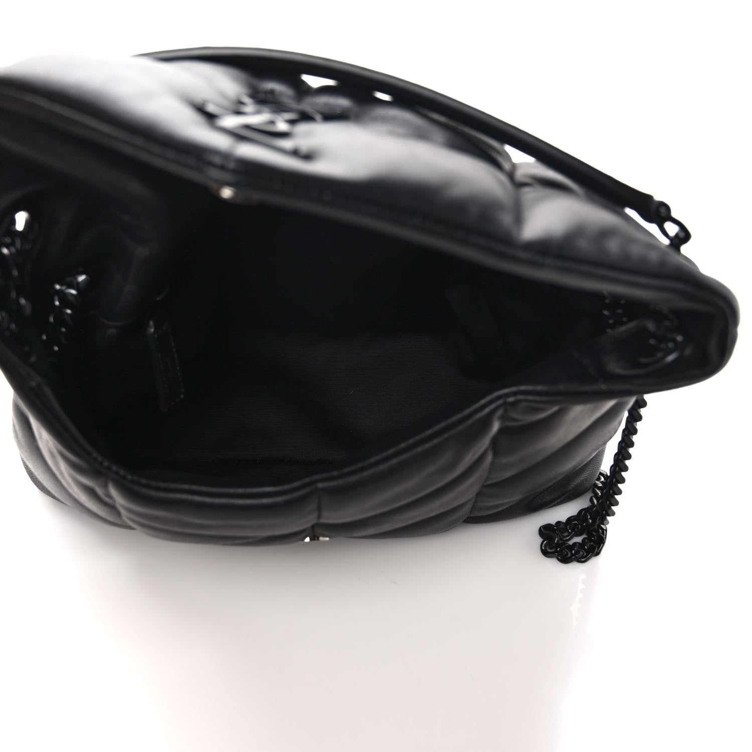 Saint Laurent Lambskin Quilted Monogram Monochrome Small Loulou Puffer Chain Satchel Black 5 of 10
