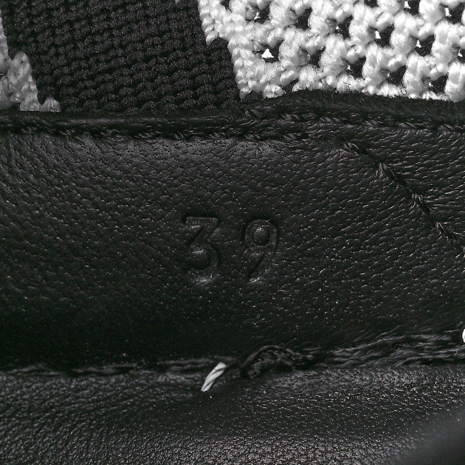 Hermes Knit Fabric Calfskin Deep Sneakers 39 Black White 8 of 9