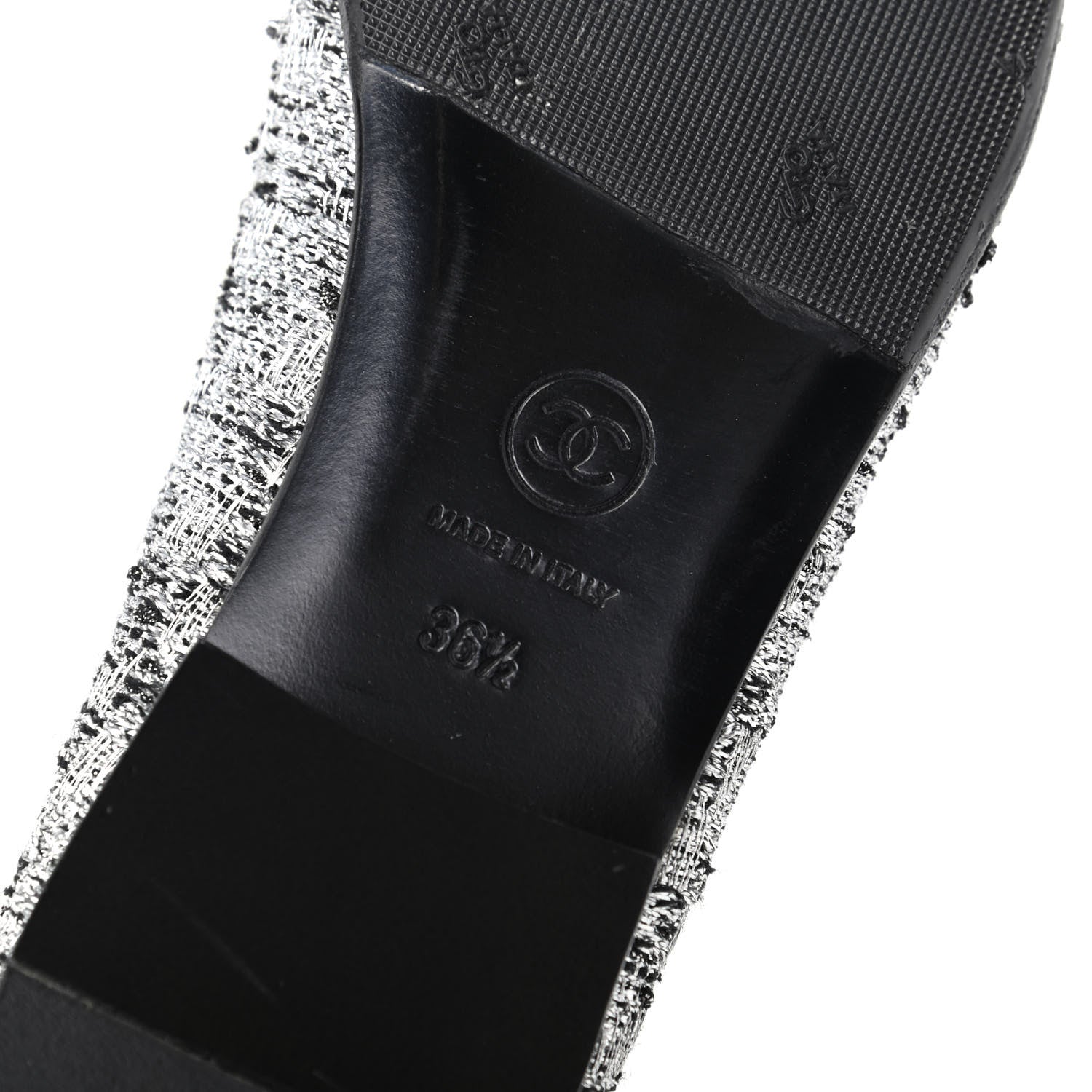 Chanel Tweed Sequin Cap Toe Ballerina Flats 36.5 Black Blue 9 of 11