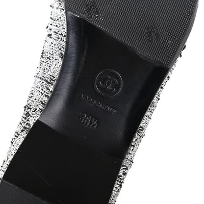 Chanel Tweed Sequin Cap Toe Ballerina Flats 36.5 Black Blue 9 of 11