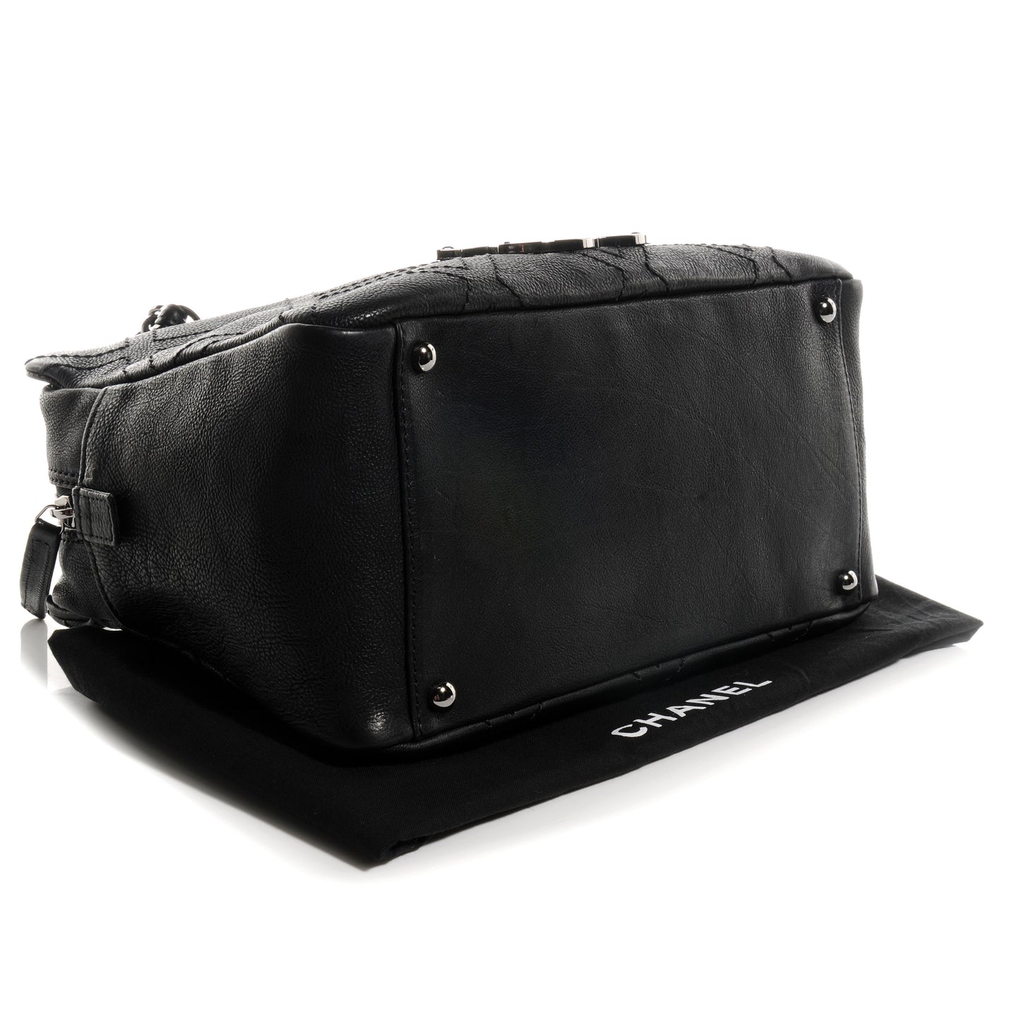 Calfskin Small Diamond Stitch Tote Black