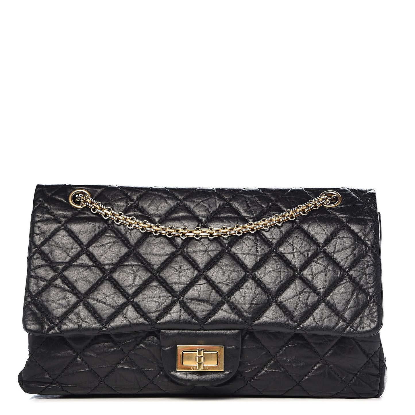 Aged Calfskin Quilted 2.55 Reissue 227 Flap Black