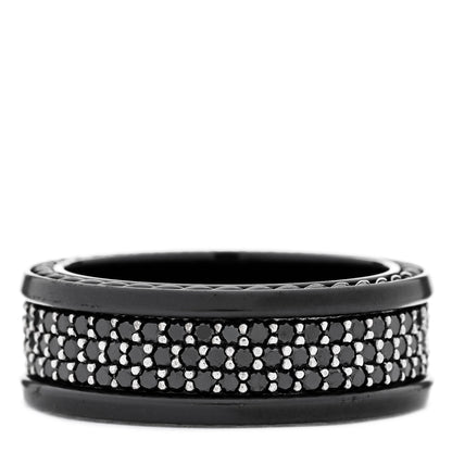 David Yurman Titanium Sterling Silver Black Diamond Streamline Three-Row Band Ring 67 11.75 3 of 6
