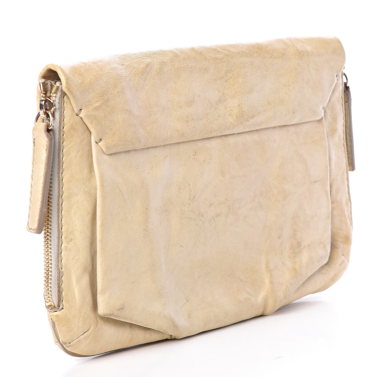 Tumbled Sheepskin Clutch Beige