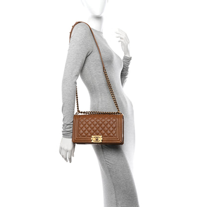 Chanel Caviar Quilted Medium Boy Flap Light Brown 2 of 11