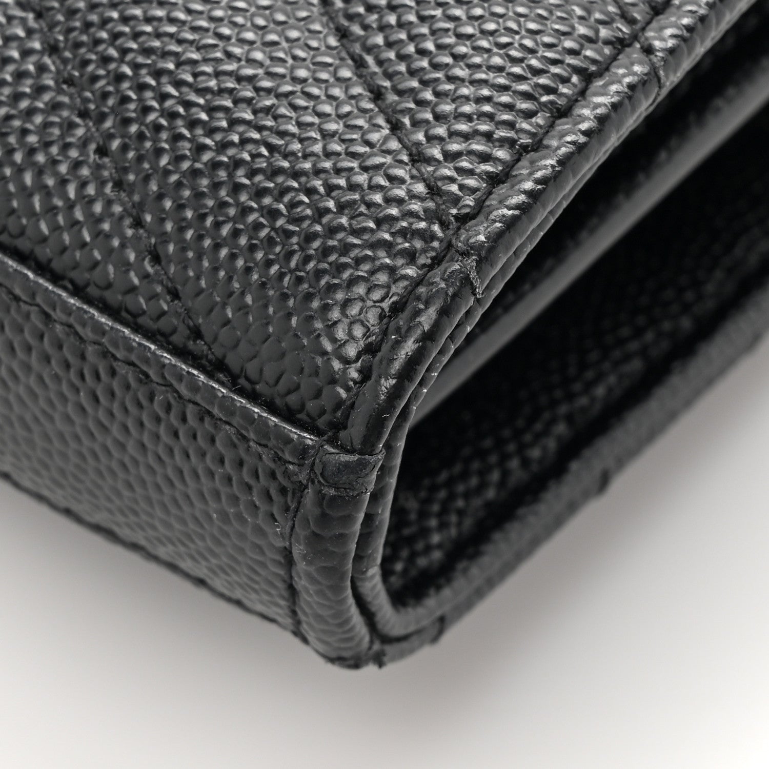 Saint Laurent Grain De Poudre Matelasse Chevron Monogram Chain Wallet Black 14 of 15