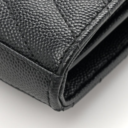 Saint Laurent Grain De Poudre Matelasse Chevron Monogram Chain Wallet Black 14 of 15