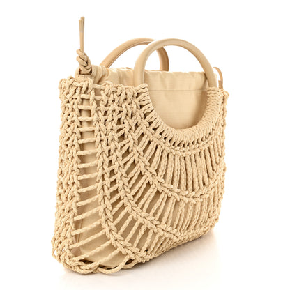 Valentino Garavani Raffia Calfskin Vlogo AllKnots Shopping Tote Natural 4 of 10