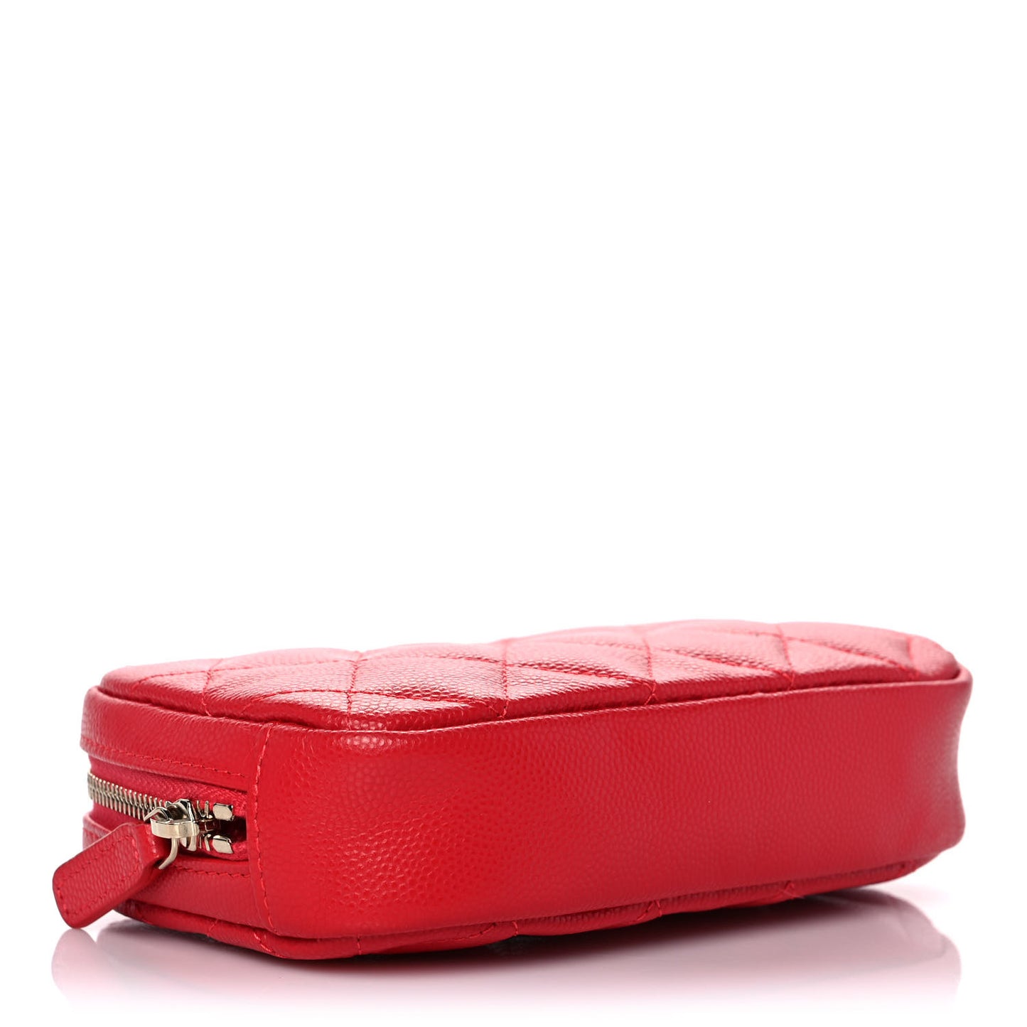 Caviar Quilted Small Curvy Pouch Cosmetic Case Red