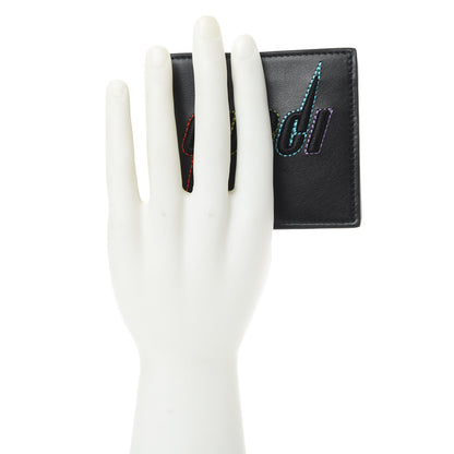Gucci Calfskin Blade Embroidered Card Case Black 2 of 8