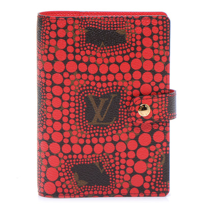 Louis Vuitton Monogram Kusama Town Small Ring Agenda Cover Red 1 of 8